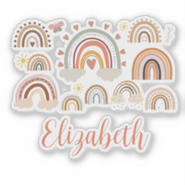 ボホパーソナライズされたレインボーキッズ シール