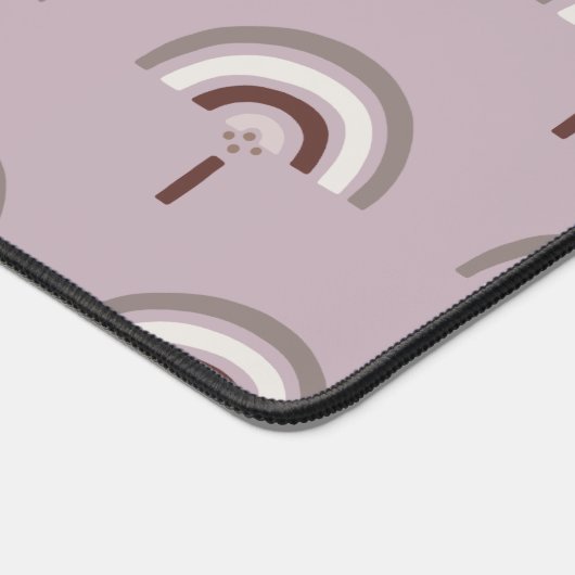 ボホパーソナライズされたレインボーシルバーピンク デスクマット (コーナー)