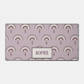 ボホパーソナライズされたレインボーシルバーピンク デスクマット (正面)