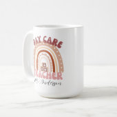 ボホパーソナライズされたレインボーデイケア先生 コーヒーマグカップ (正面左)