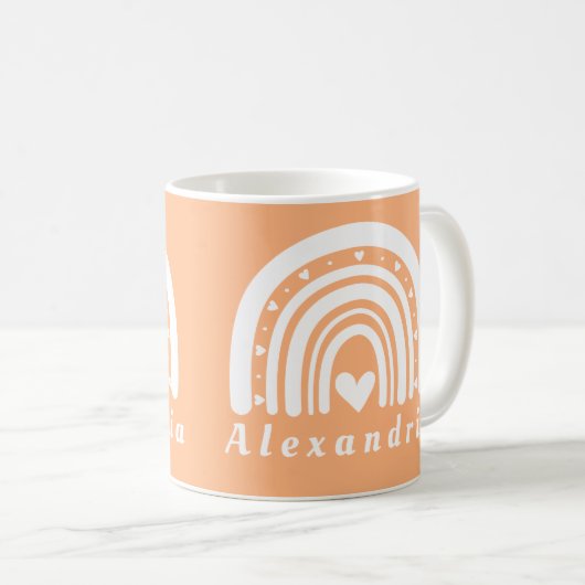 ボホパーソナライズされたレインボー コーヒーマグカップ (正面右)