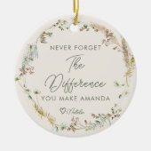 ボホパーソナライズされたワイルドフラワーありがとうクリスマス セラミックオーナメント (正面)