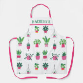 ボホパーソナライズされたーの植物が女性のパターン エプロン (正面)