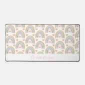 ボホパーソナライズされた水彩虹の模様 デスクマット (正面)