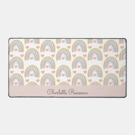 ボホパーソナライズされた水彩虹の模様 デスクマット