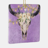 ボホパーソナライズされた牛スカルとライトクリスマス セラミックオーナメント (右)