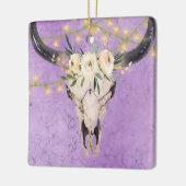 ボホパーソナライズされた牛スカルとライトクリスマス セラミックオーナメント (左)