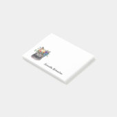 ボホパーソナライズされた猫フローラ水彩 ポストイット (アングル)