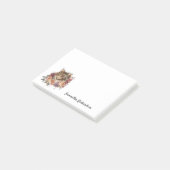 ボホパーソナライズされた猫フローラ水彩 ポストイット (アングル)