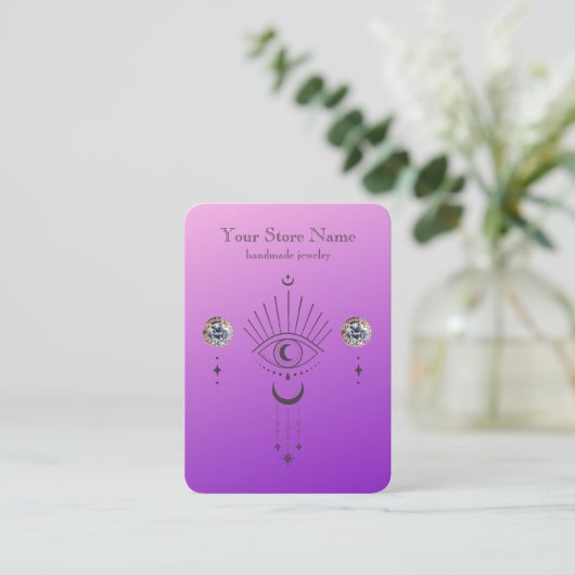 ボホパーソナライズされた神秘的ジュエリー表示 名刺 (スタンド正面)