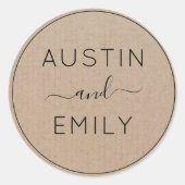 ボホパーソナライズされた素朴の結婚クラフト ラウンドシール (正面)