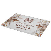 ボホパーソナライズされた素朴フローラモノグラム対 カッティングボード (角)