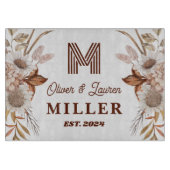 ボホパーソナライズされた素朴フローラモノグラム対 カッティングボード (正面)