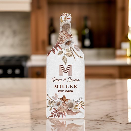 ボホパーソナライズされた素朴フローラモノグラム対 カッティングボード