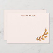 ボホパーソナライズされた自然つる植物カスタム結婚式名 サンキューカード (正面/裏面)