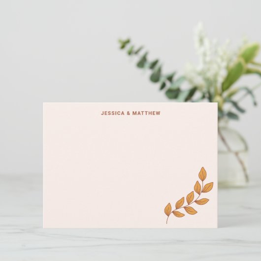 ボホパーソナライズされた自然つる植物カスタム結婚式名 サンキューカード (スタンド正面)