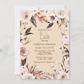 ボホパーソナライズされた自然ワイルドフラワーベイビーシャワー 招待状 (正面)