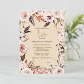 ボホパーソナライズされた自然ワイルドフラワーベイビーシャワー 招待状 (スタンド正面)