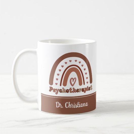 ボホパーソナライズされた虹の心理療法士 コーヒーマグカップ (左)