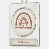 ボホパーソナライズされた虹の心理療法士 シルバープレートバナーオーナメント (左)