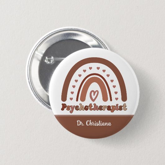 ボホパーソナライズされた虹の心理療法士 缶バッジ (正面&裏面)