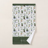 ボホパーソナライズされた鉢植え模様 バスタオルセット (ハンドタオル)