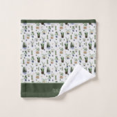 ボホパーソナライズされた鉢植え模様 バスタオルセット (ウォッシュタオル)