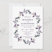 ボホパープルとグリーンフローラ春の結婚式 招待状 (正面)