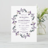 ボホパープルとグリーンフローラ春の結婚式 招待状 (スタンド正面)