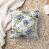 ボホパープルとグリーンフローラ クッション (ブランケット)