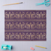 ボホパープルと金ゴールド孔雀デコップページ 薄葉紙 (クラフト)