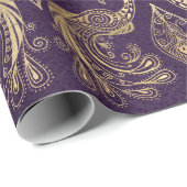 ボホパープルアンド金ゴールドピーコック ラッピングペーパー (ロールコーナー)