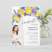 ボホパープルイエローフローラ写真卒業 招待状 (スタンド正面)