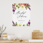 ボホパープルイエローブライダルウェルカムサイン ポスター (キッチン)