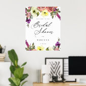 ボホパープルイエローブライダルウェルカムサイン ポスター (ホームオフィス)