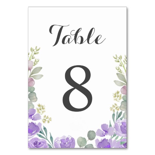 ボホパープルウォーター色のフローラ結婚ズ テーブルナンバー (裏面)
