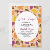 ボホパープルエレガント秋フローラベビーシャワー 招待状 (正面)