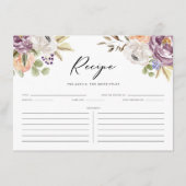 ボホパープルオータムフラワーズブライダルシャワーレシピ エンクロージャーカード (正面)