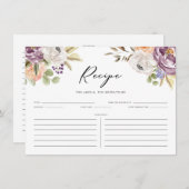 ボホパープルオータムフラワーズブライダルシャワーレシピ エンクロージャーカード (正面/裏面)