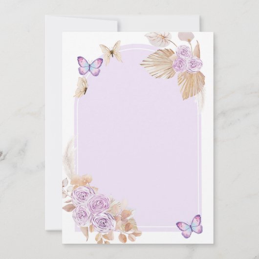 ボホパープルガールファースト聖餐式バタフライ 招待状 (裏面)