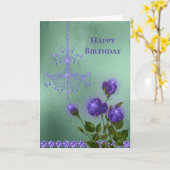 ボホパープルシャンデリアダイヤモンドフローラ誕生日 カード (黄色い花)