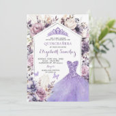 ボホパープルシルバーフローラプリンセスキンセアニラ 招待状 (スタンド正面)