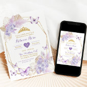 ボホパープルジオメトリックバタフライクインセアニラ 招待状