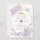 ボホパープルジオメトリックバタフライクインセアニラ 招待状 (正面)