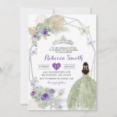 ボホパープルセージ緑の幾何学的なキンセアニラ 招待状 (正面)