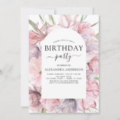 ボホパープルナイエイジ誕生日フローラ 招待状 (正面)