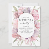 ボホパープルニーエイジ誕生日フローラ招待状 招待状 (正面)