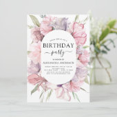 ボホパープルニーエイジ誕生日フローラ招待状 招待状 (スタンド正面)