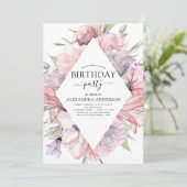 ボホパープルニーエイジ誕生日フローラ招待状 招待状 (スタンド正面)