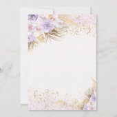 ボホパープルバタフライパンパスグラスバースデーパーティー 招待状 (裏面)